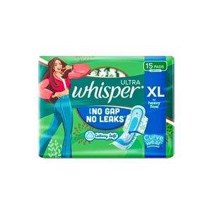 Whisper Ultra Cottony Soft Sanitary Pads with Wings XL for Heavy Flow 15's Pack